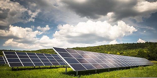 Photo of a solar farm.