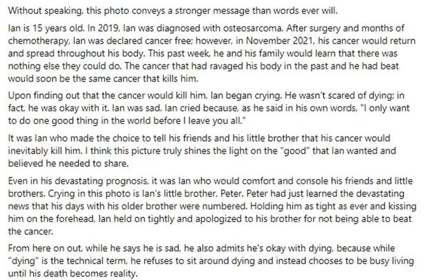 heart wrenching moment boy 15 comforts his brother after saying he is dying of cancer 1