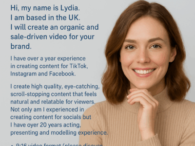 I will create UGC videos to promote your brand Modelling & Acting
