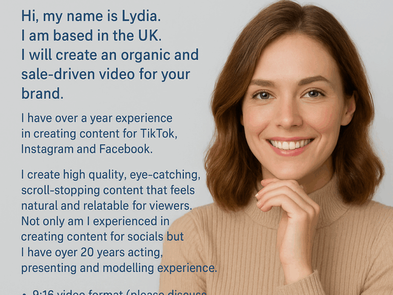I will create UGC videos to promote your brand Modelling & Acting