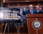 Schumer predicts ‘long, painful and tedious’ Trump speech as dozens of Democrats plan to boycott – live